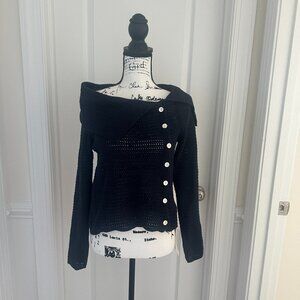 Commense Asymmetical Knit Top - Navy - Size Medium